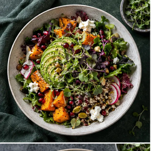 Bunte Salat-Bowl mit frischen Microgreens